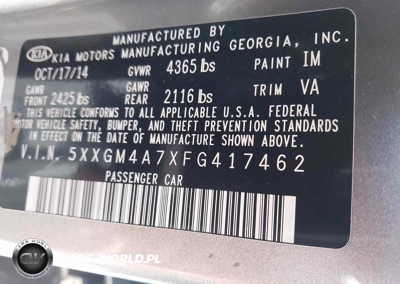 2015 Kia Optima Lx VIN:5XXGM4A7XFG417462 - 9