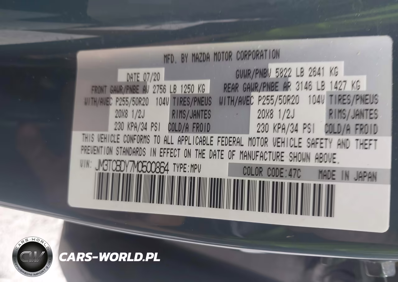 2021 Mazda Cx-9 Carbon Edition VIN:JM3TCBDY7M0500864 - 9