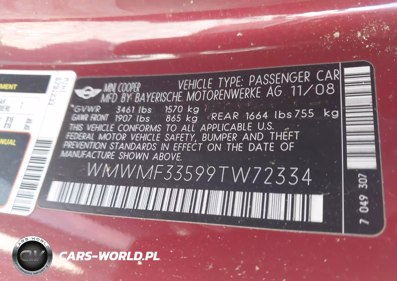 2009 Mini Cooper VIN:WMWMF33599TW72334 - 9