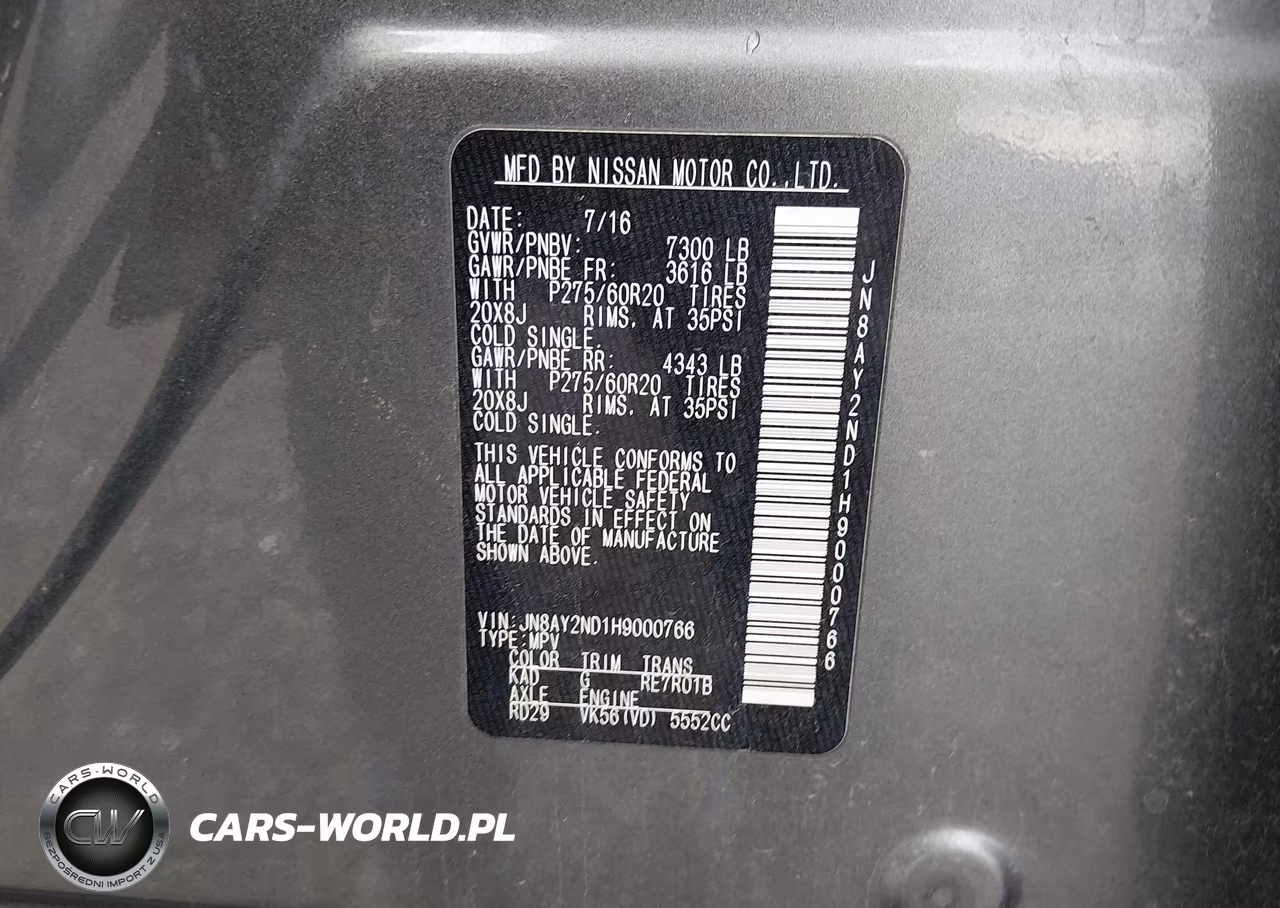 2017 Nissan Armada Platinum VIN:JN8AY2ND1H9000766 - 9
