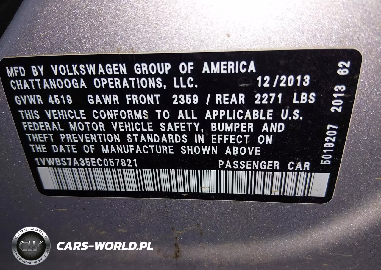 2014 Volkswagen Passat 1.8T Se VIN:1VWBS7A35EC057821 - 9