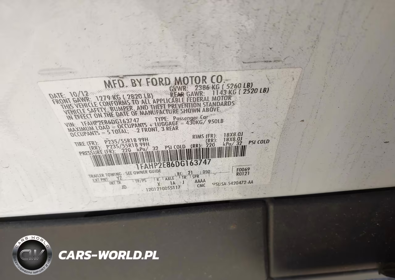 2013 Ford Taurus Sel VIN:1FAHP2E86DG163747 - 9