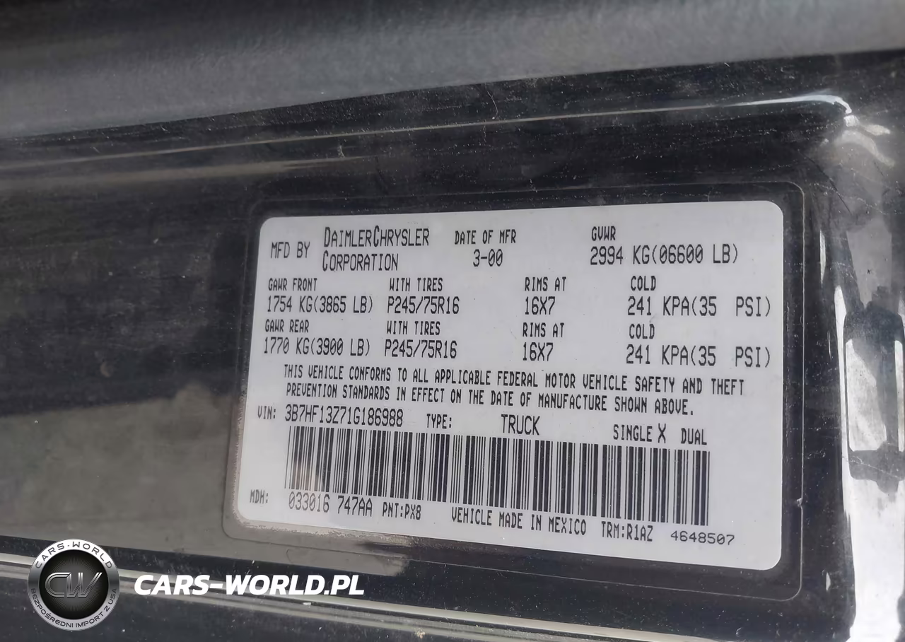 2001 Dodge Ram 1500 St VIN:3B7HF13Z71G186988 - 9