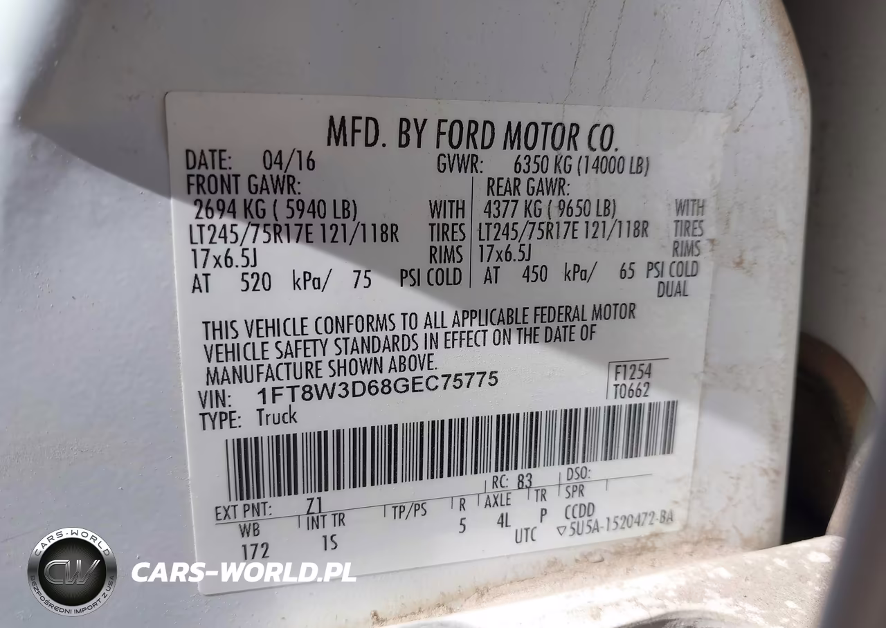 2016 Ford F-350 Xl VIN:1FT8W3D68GEC75775 - 9
