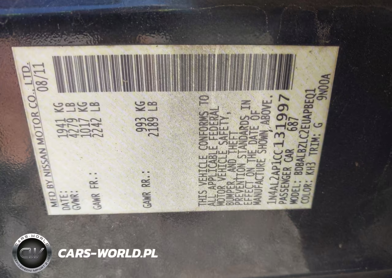 2012 Nissan Altima 2.5 S VIN:1N4AL2AP1CC131997 - 9