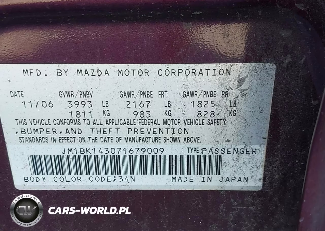 2007 Mazda Mazda3 S Sport VIN:JM1BK143071679009 - 9