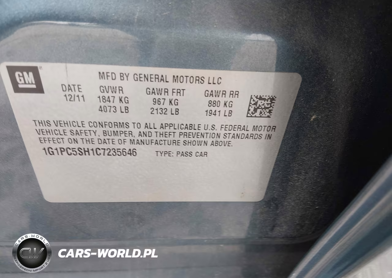 2012 Chevrolet Cruze Ls VIN:1G1PC5SH1C7235646 - 9