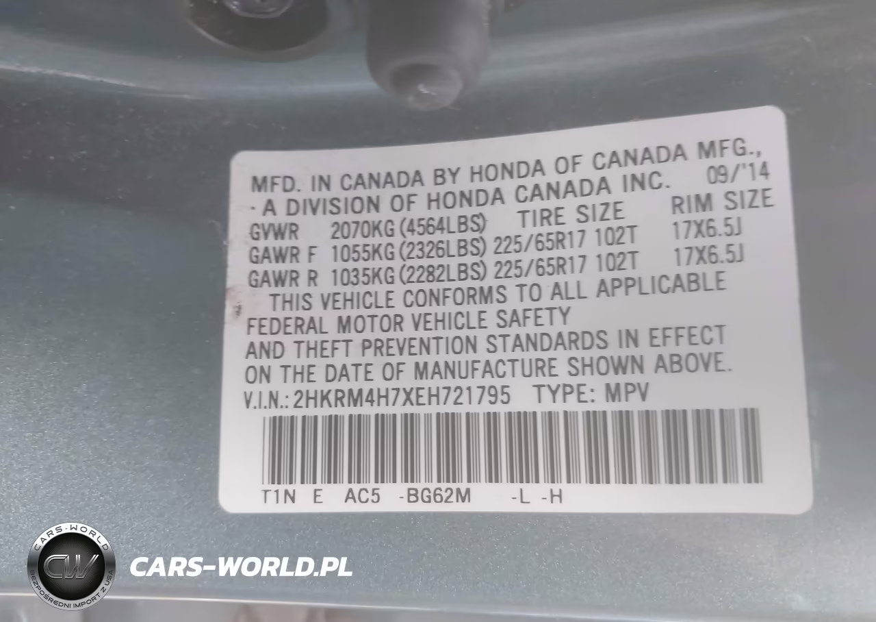 2014 Honda Cr-V Ex-L VIN:2HKRM4H7XEH721795 - 9