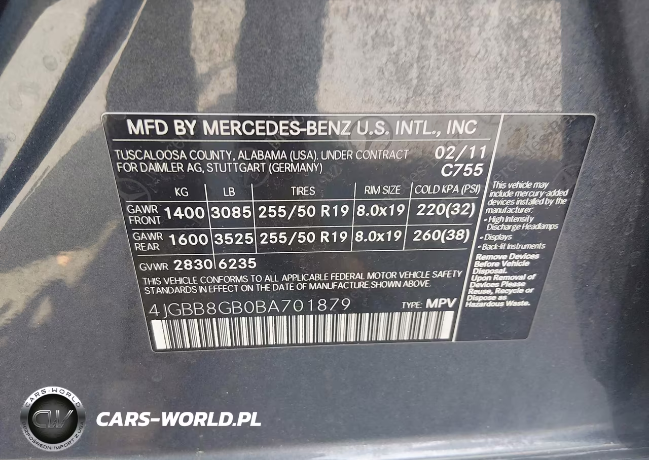 2011 Mercedes-Benz Ml 350 4Matic VIN:4JGBB8GB0BA701879 - 9