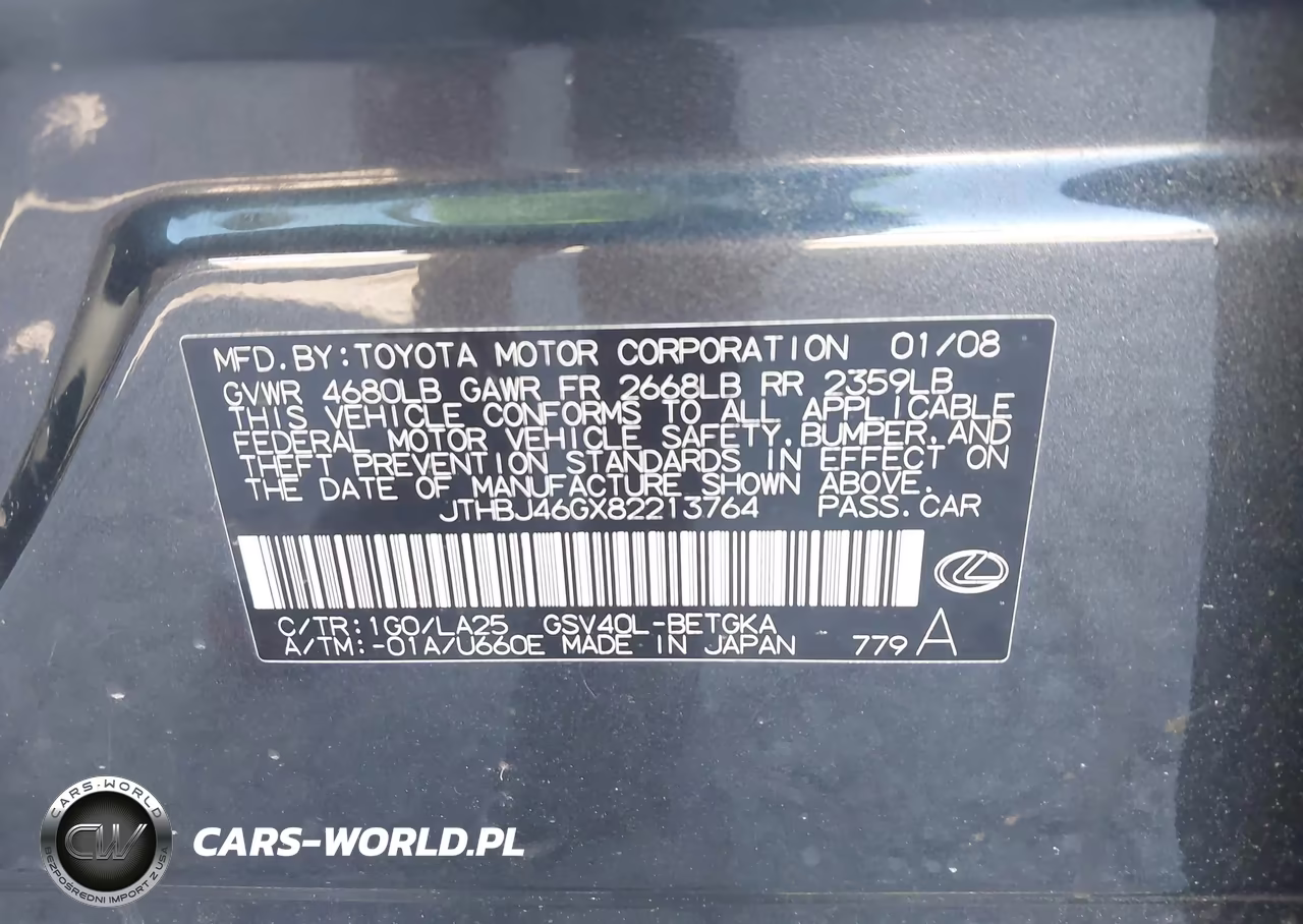 2008 Lexus Es 350 VIN:JTHBJ46GX82213764 - 9