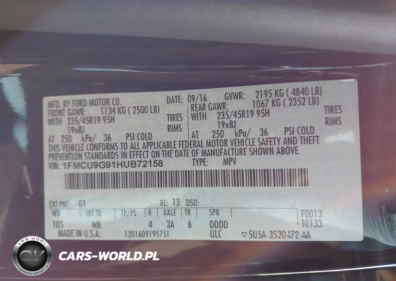 2017 Ford Escape Se VIN:1FMCU9G91HUB72158 - 9