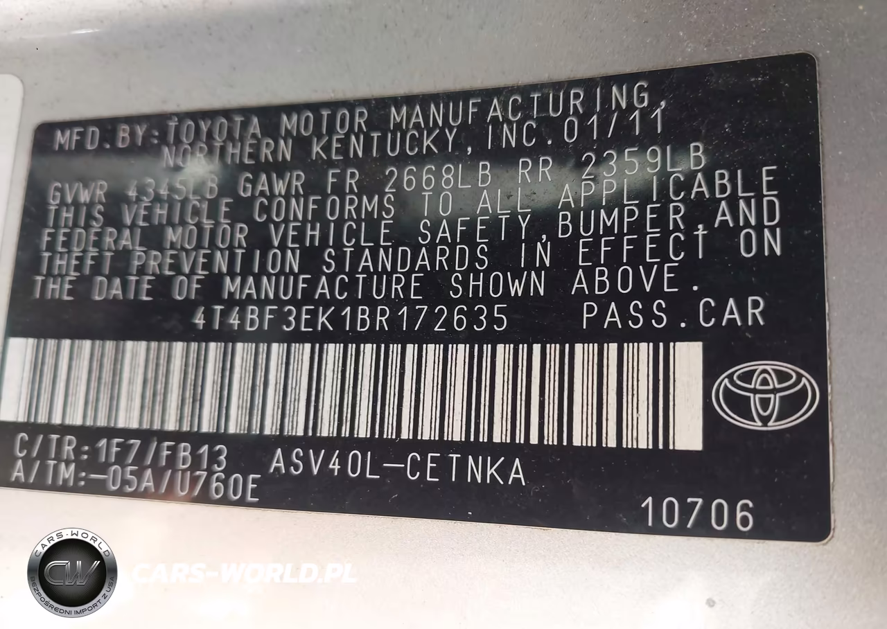 2011 Toyota Camry VIN:4T4BF3EK1BR172635 - 9