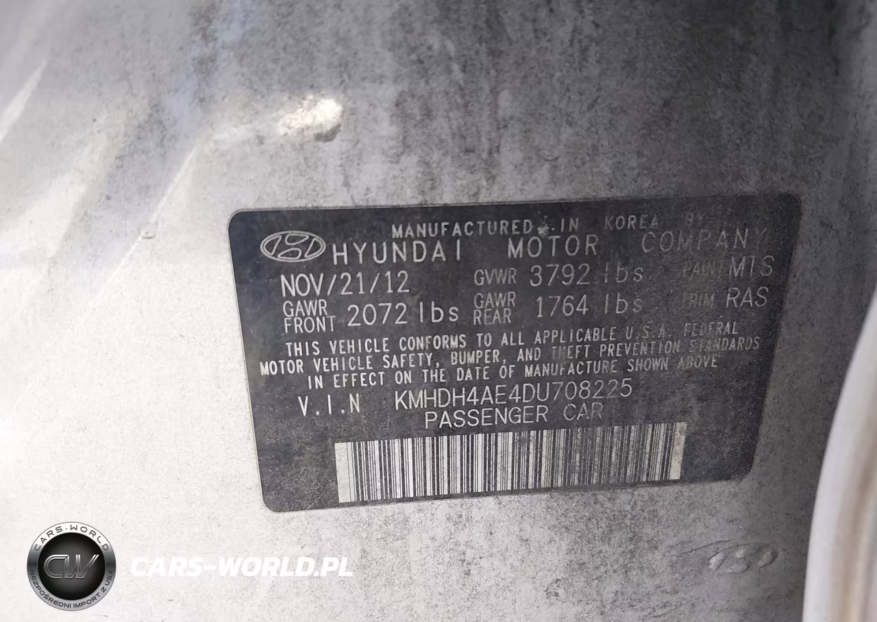 2013 Hyundai Elantra Gls VIN:KMHDH4AE4DU708225 - 9