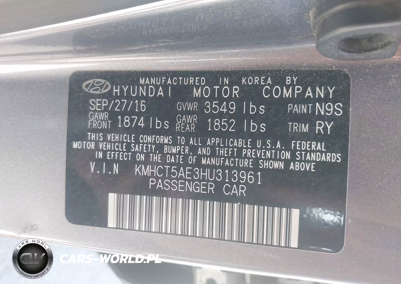 2017 Hyundai Accent Se VIN:KMHCT5AE3HU313961 - 9