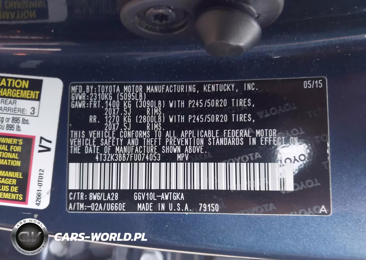 2015 Toyota Venza Xle V6 VIN:4T3ZK3BB7FU074053 - 9