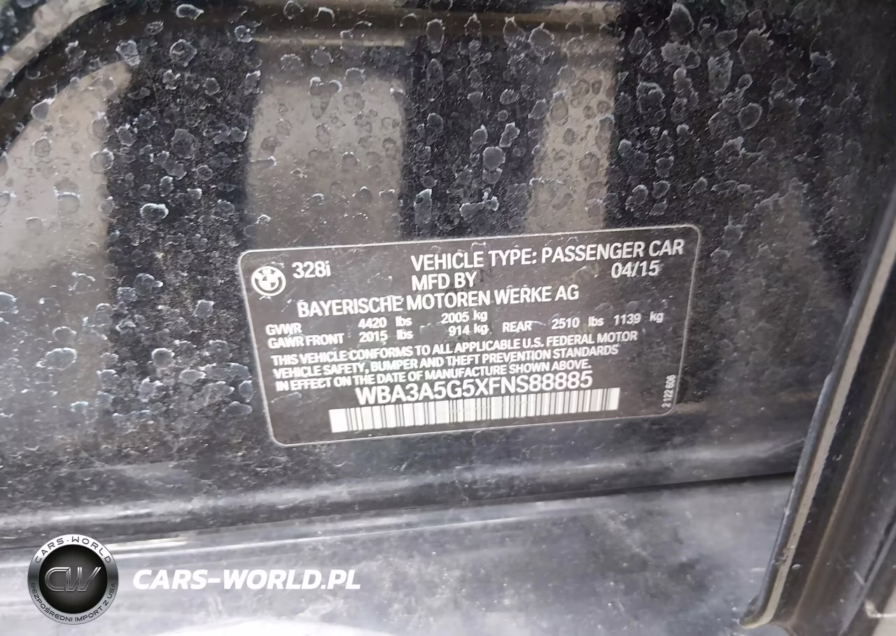 2015 BMW 3 Series 328I VIN:WBA3A5G5XFNS88885 - 9