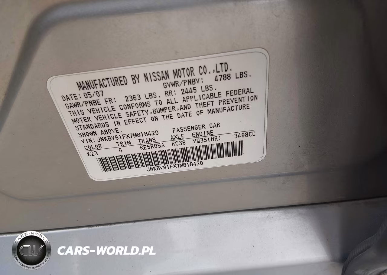 2007 Infiniti G35X VIN:JNKBV61FX7M818420 - 9