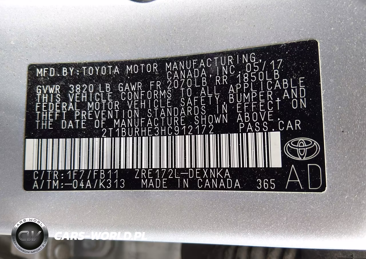 2017 Toyota Corolla Le VIN:2T1BURHE3HC912172 - 9