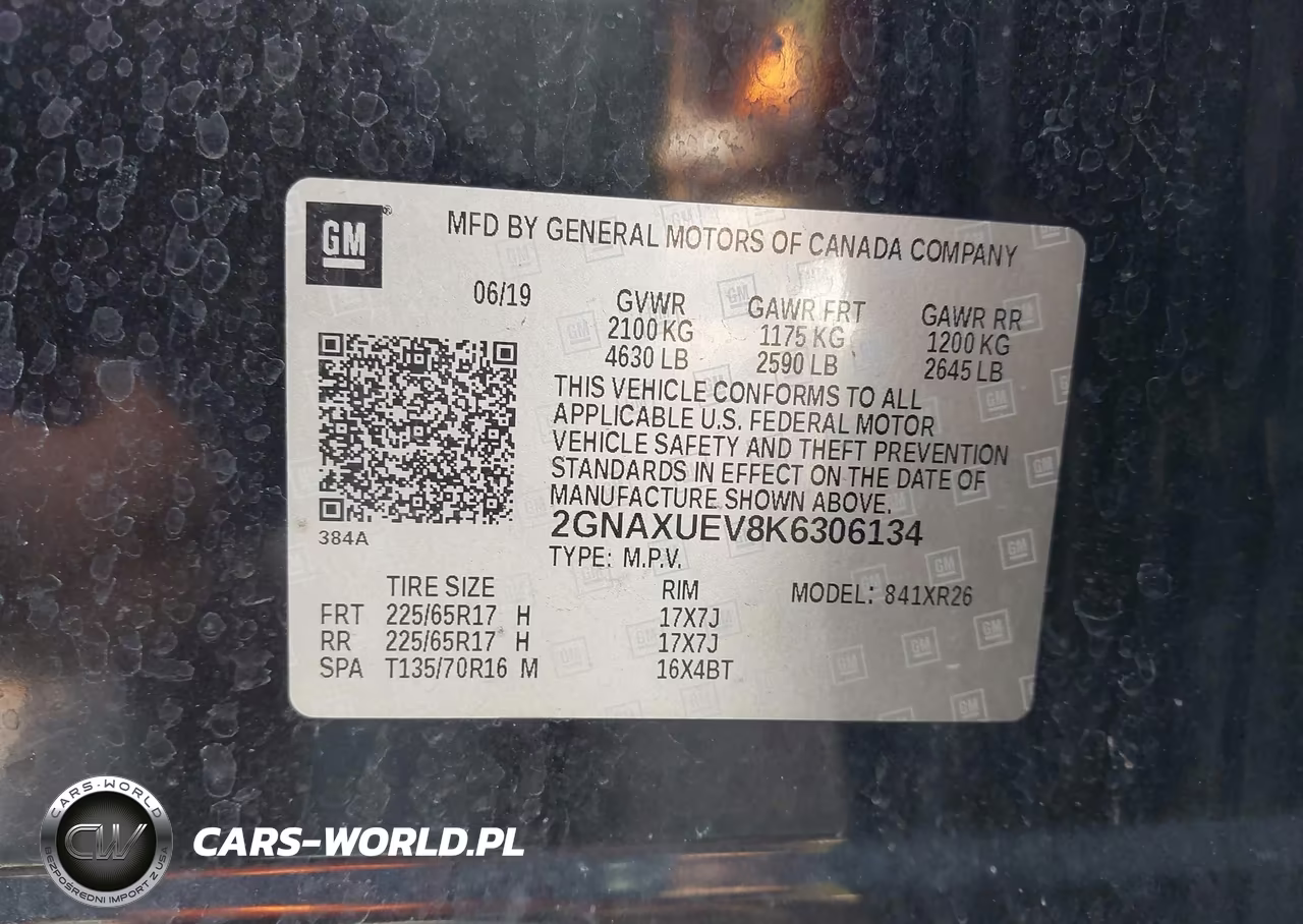 2019 Chevrolet Equinox Lt VIN:2GNAXUEV8K6306134 - 9