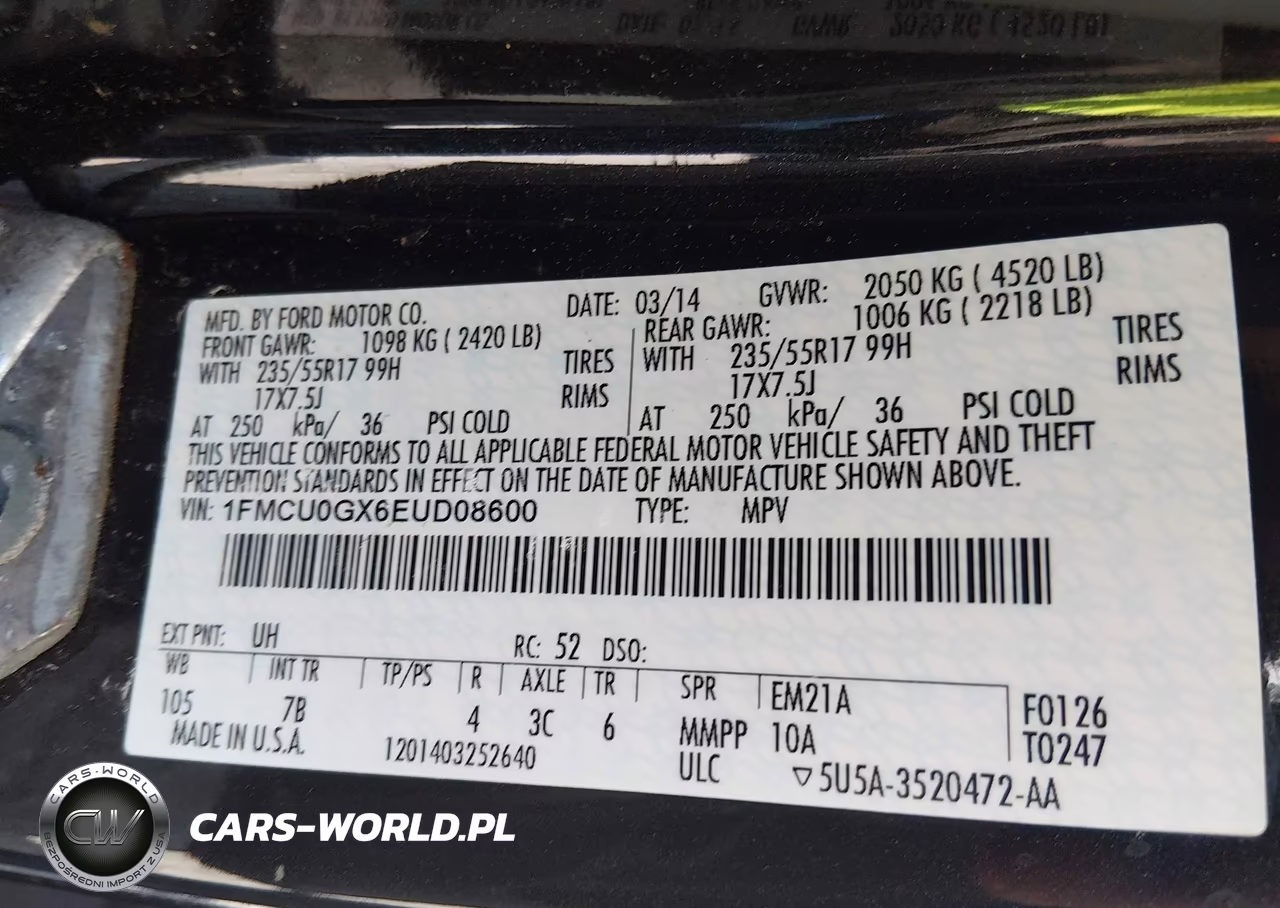 2014 Ford Escape Se VIN:1FMCU0GX6EUD08600 - 9