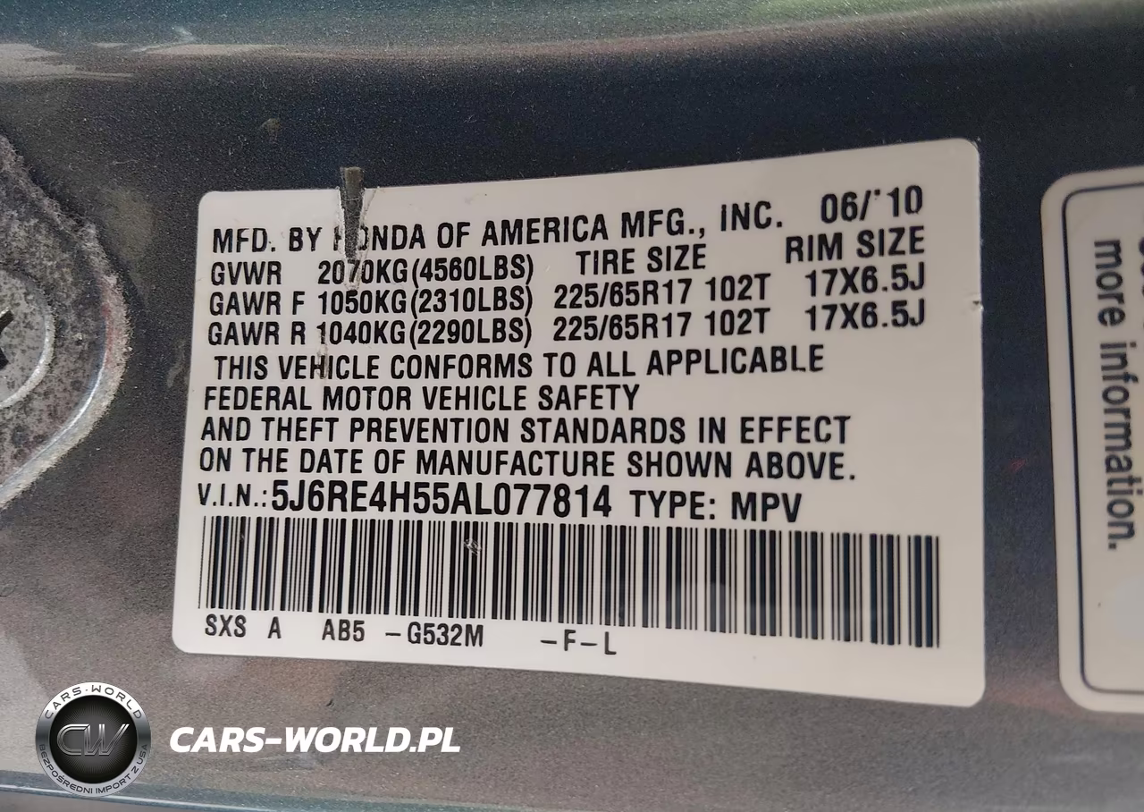 2010 Honda Cr-V Ex VIN:5J6RE4H55AL077814 - 9