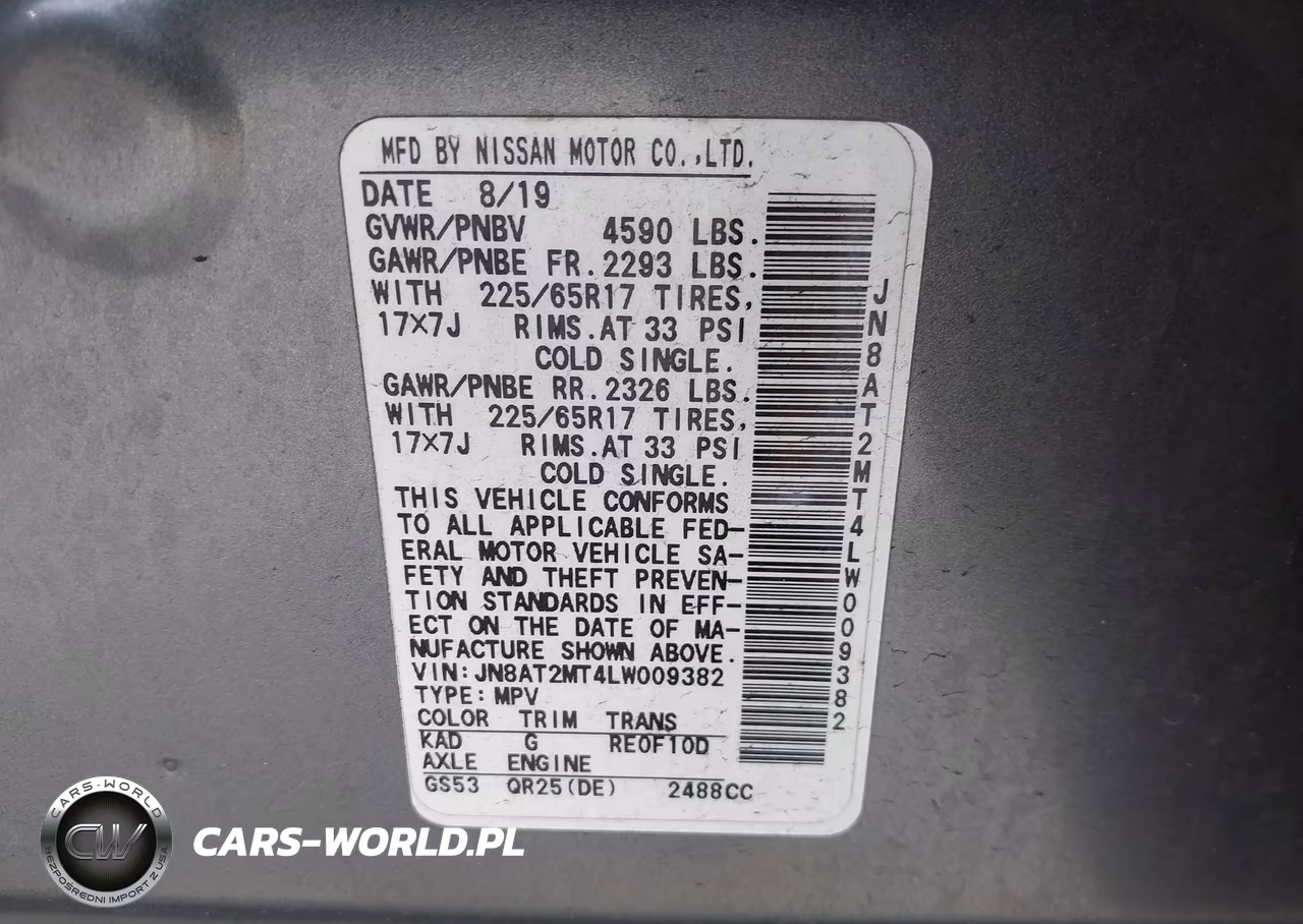 2020 Nissan Rogue Sv Fwd VIN:JN8AT2MT4LW009382 - 9