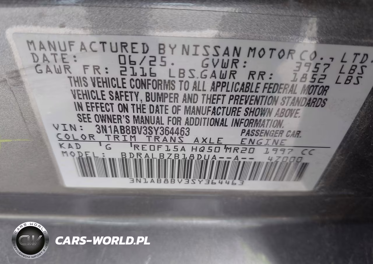 2025 Nissan Sentra S VIN:3N1AB8BV3SY364463 - 9