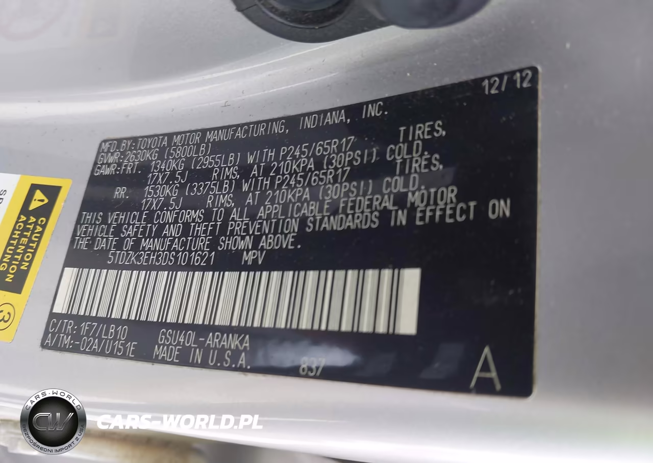 2013 Toyota Highlander Se V6 VIN:5TDZK3EH3DS101621 - 9