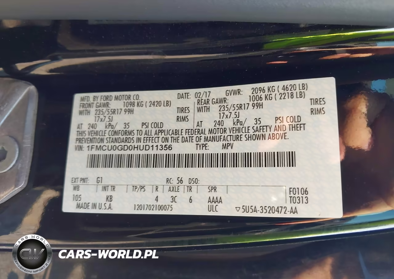 2017 Ford Escape Se VIN:1FMCU0GD0HUD11356 - 9