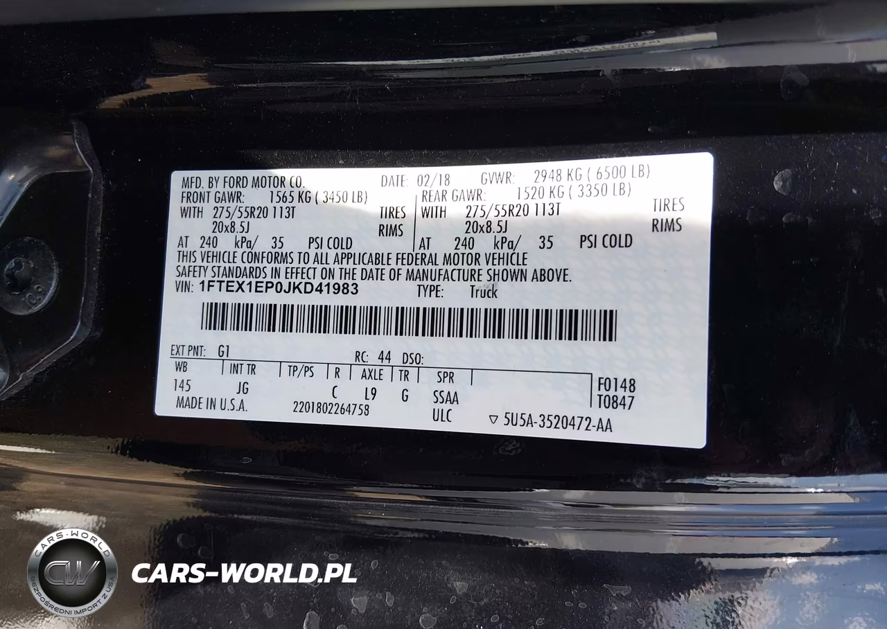 2018 Ford F-150 Xl VIN:1FTEX1EP0JKD41983 - 9