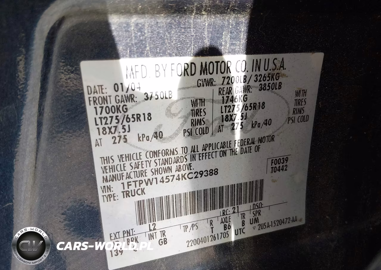 2004 Ford F-150 Fx4-Lariat-Xlt VIN:1FTPW14574KC29388 - 9