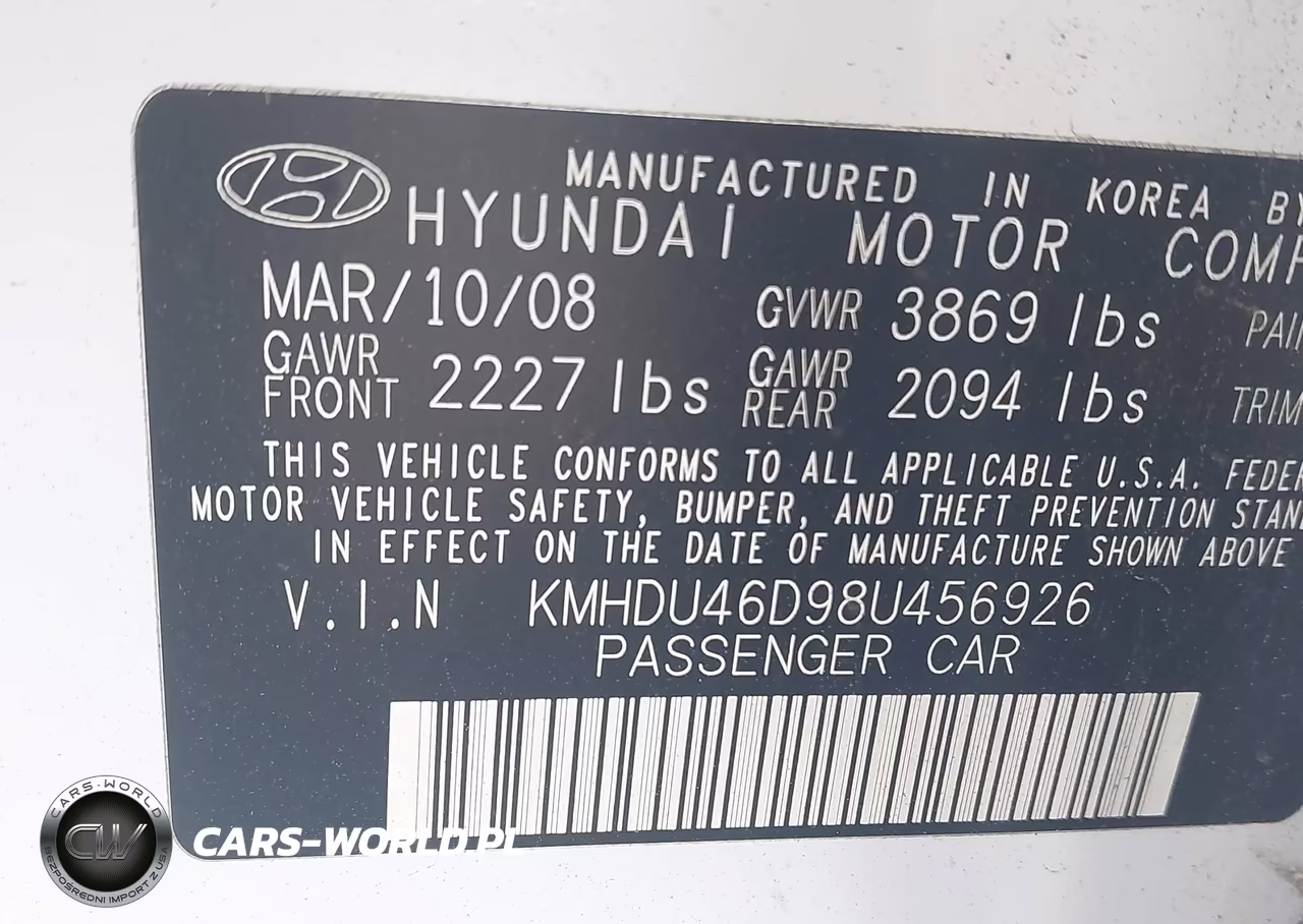 2008 Hyundai Elantra Gls-Se VIN:KMHDU46D98U456926 - 9
