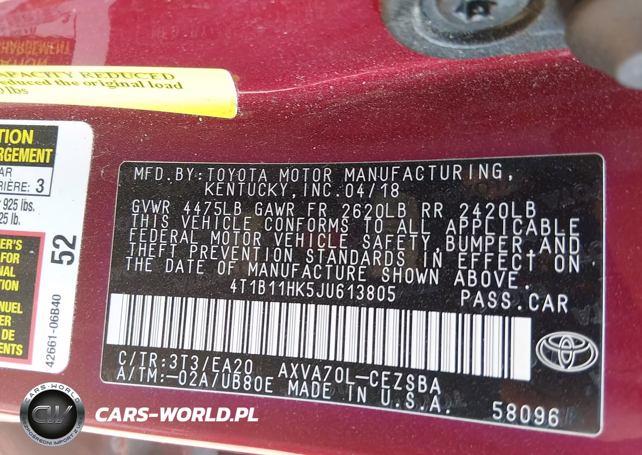 2018 Toyota Camry Se VIN:4T1B11HK5JU613805 - 9