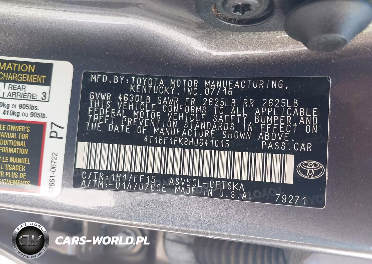 2017 Toyota Camry Se VIN:4T1BF1FK8HU641015 - 9