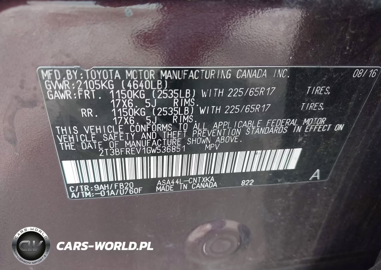 2016 Toyota Rav4 Le VIN:2T3BFREV1GW536851 - 9