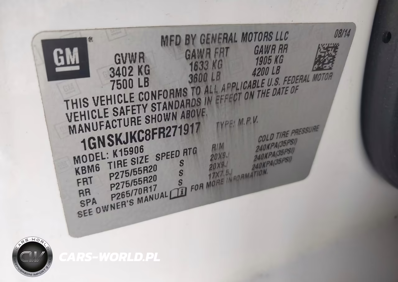 2015 Chevrolet Suburban 1500 Lt VIN:1GNSKJKC8FR271917 - 9