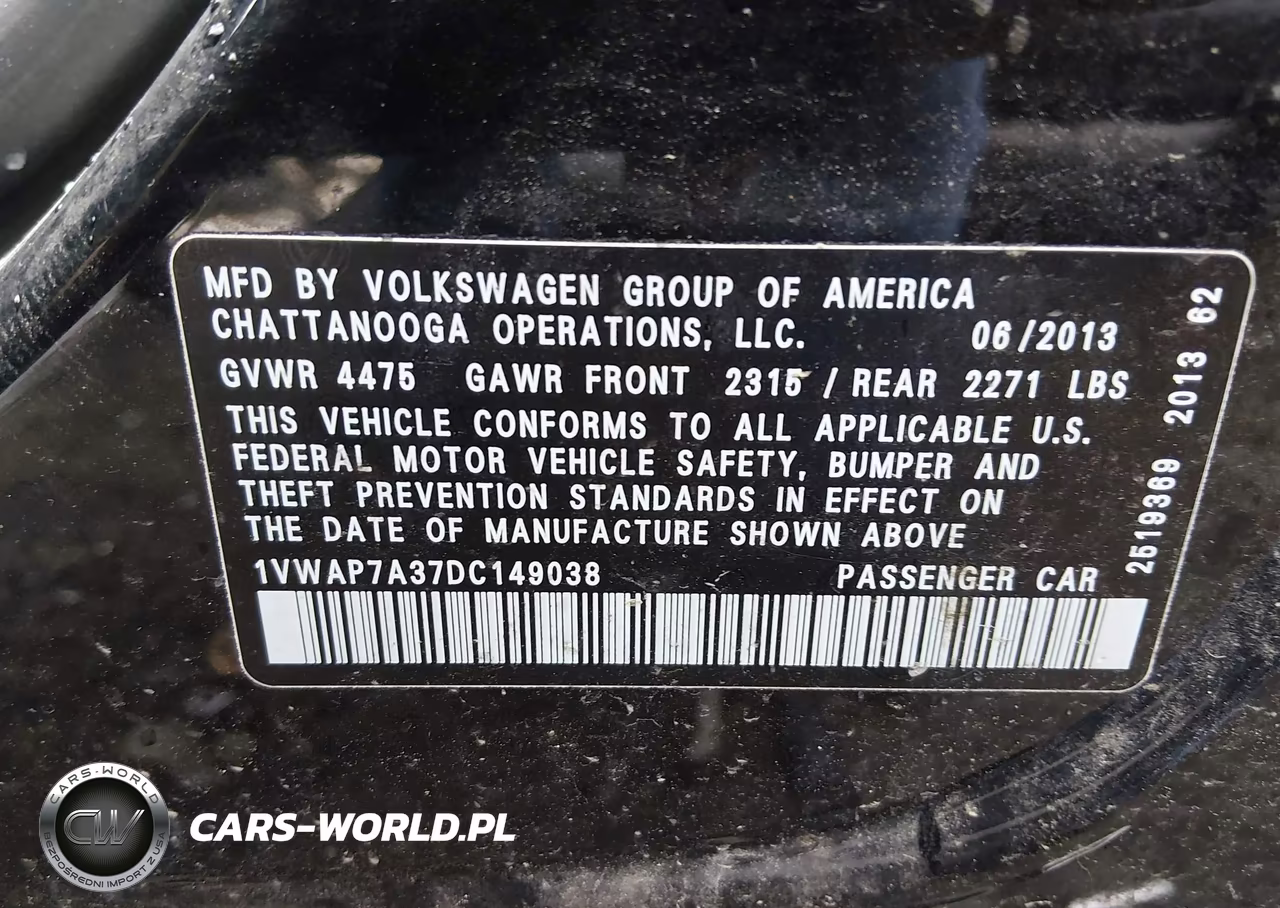 2013 Volkswagen Passat 2.5L Wolfsburg Edition VIN:1VWAP7A37DC149038 - 9