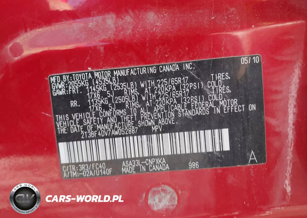 2010 Toyota Rav4 VIN:2T3BF4DV7AW052887 - 9