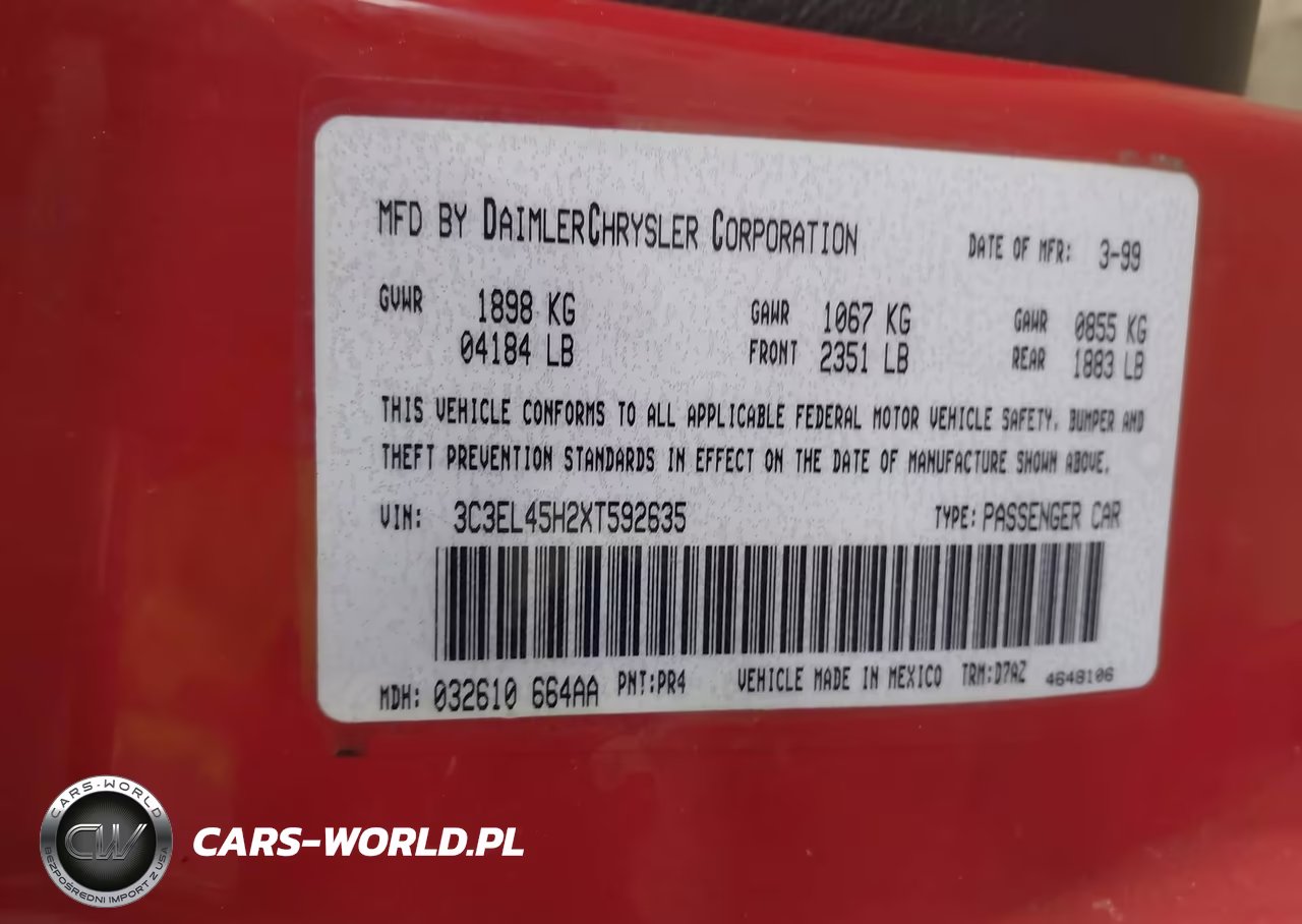 CHRYSLER SEBRING JX VIN:3C3EL45H2XT592635 - 9