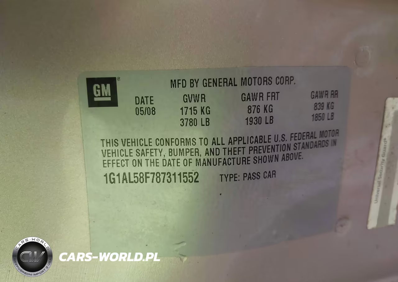 2008 Chevrolet Cobalt Lt VIN:1G1AL58F787311552 - 9