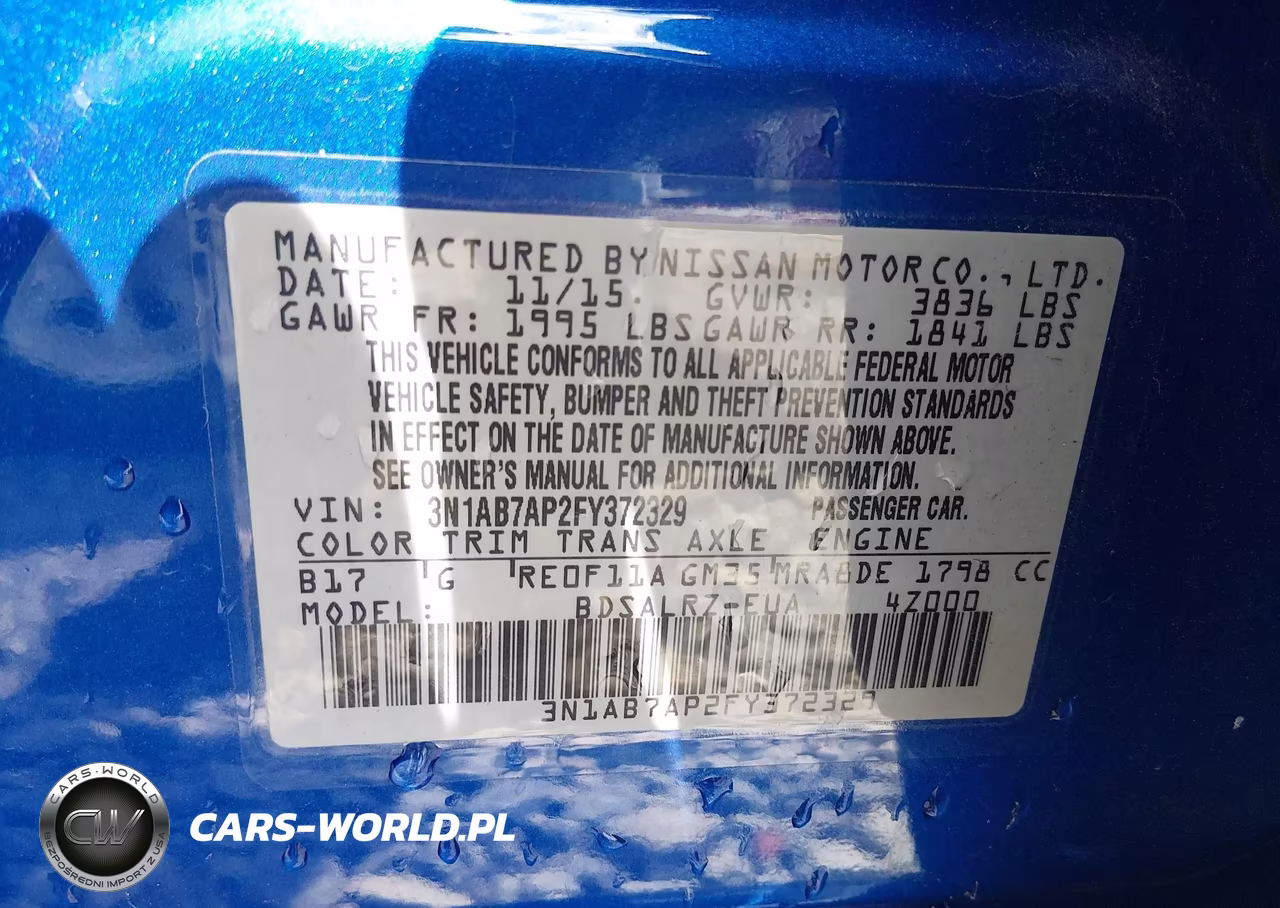 2015 Nissan Sentra Sr VIN:3N1AB7AP2FY372329 - 9