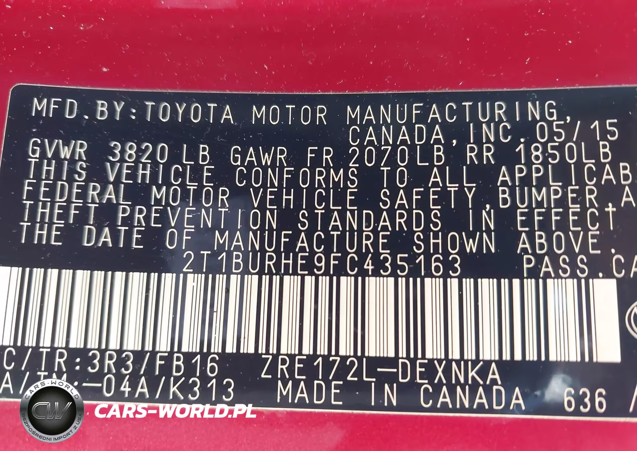 2015 Toyota Corolla Le VIN:2T1BURHE9FC435163 - 9