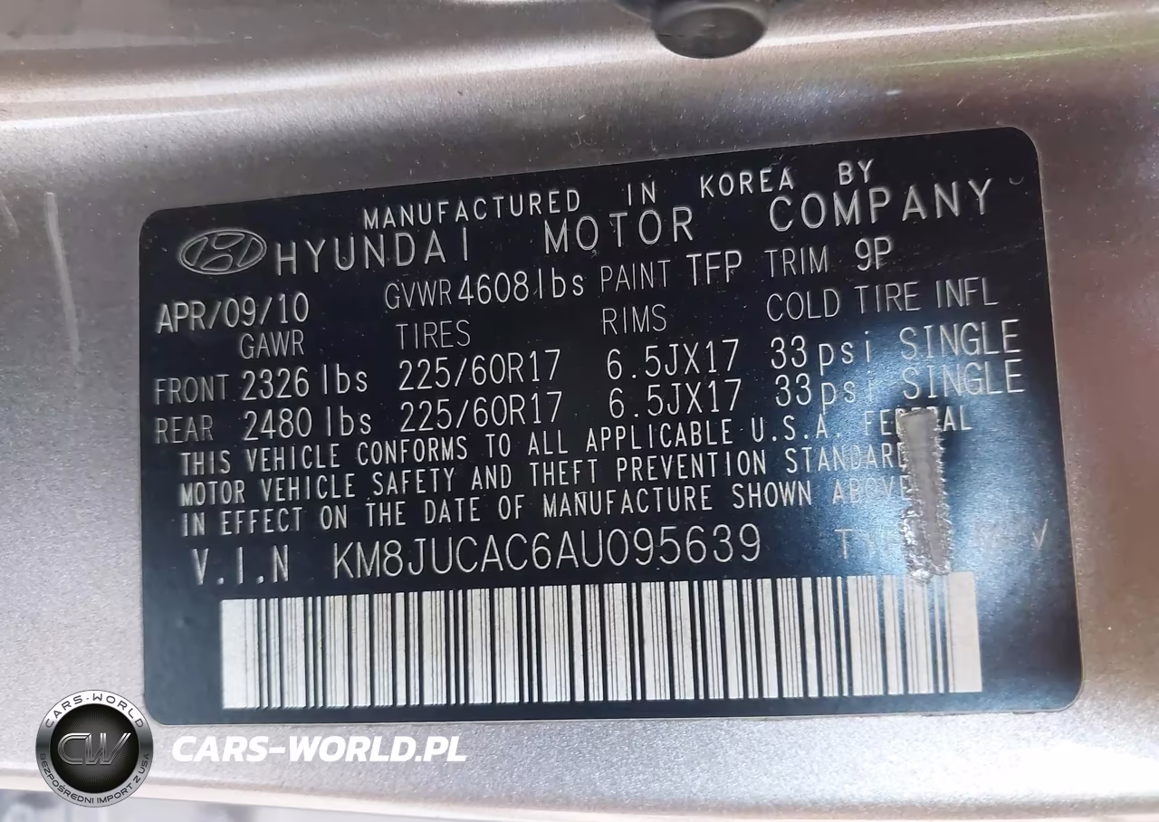 2010 Hyundai Tucson Gls VIN:KM8JUCAC6AU095639 - 9