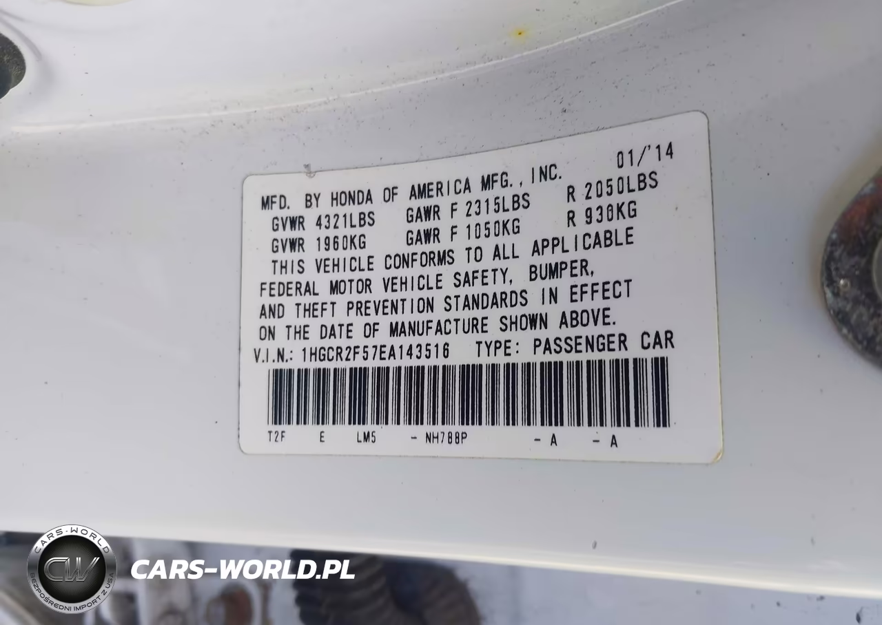 2014 Honda Accord Sport VIN:1HGCR2F57EA143516 - 9