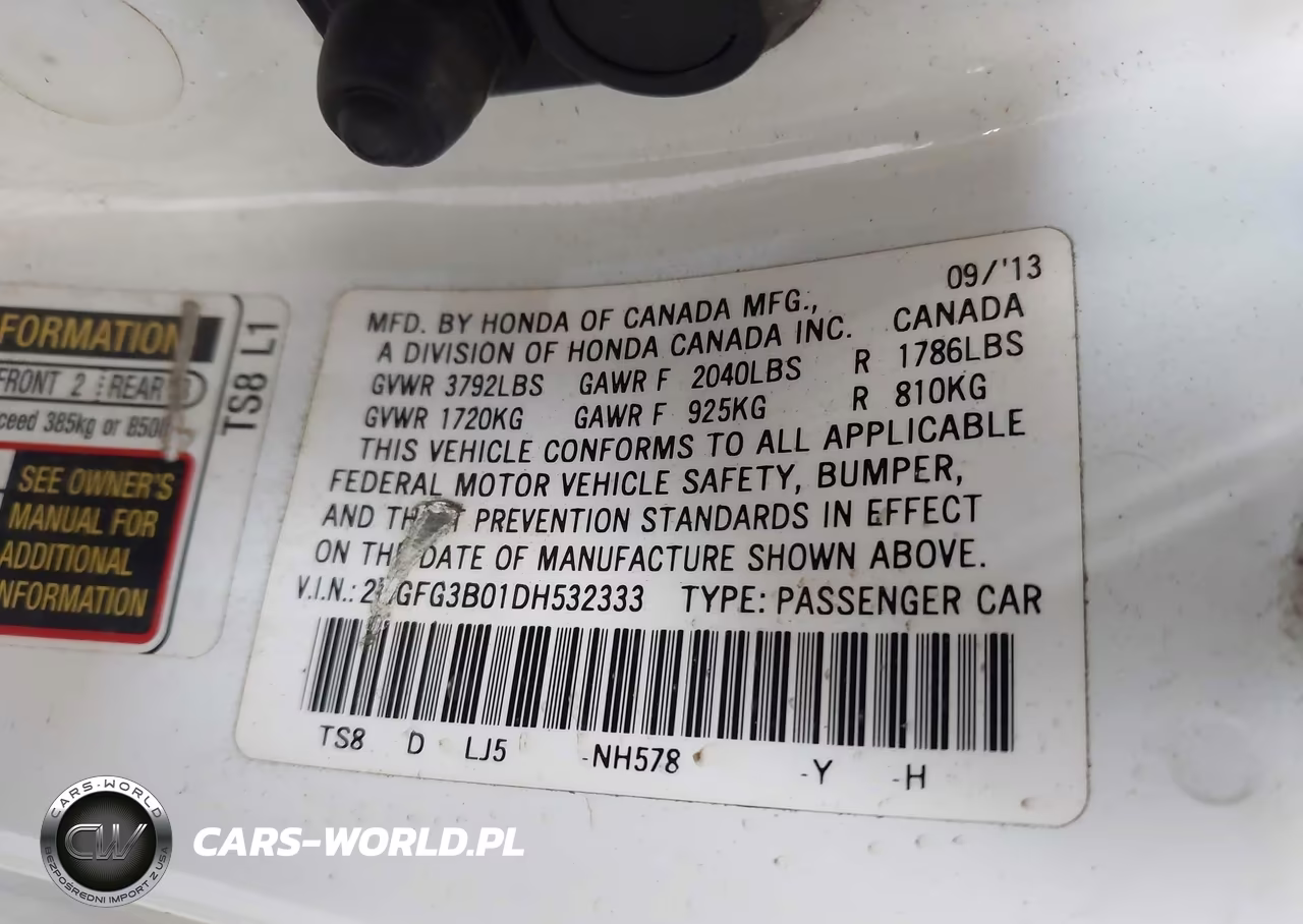 2013 Honda Civic Ex-L VIN:2HGFG3B01DH532333 - 9