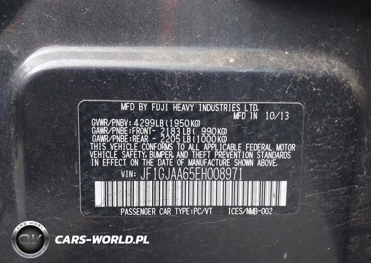 2014 Subaru Impreza 2.0I VIN:JF1GJAA65EH008971 - 9