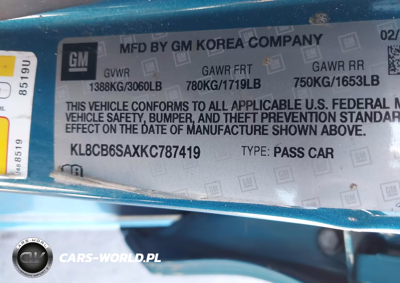 2019 Chevrolet Spark Ls Cvt VIN:KL8CB6SAXKC787419 - 9