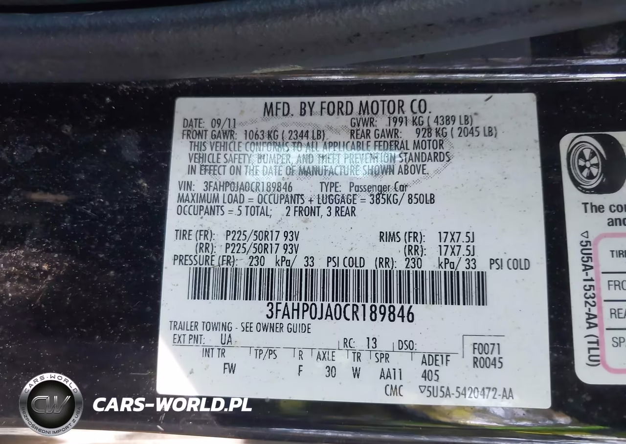 2012 Ford Fusion Sel VIN:3FAHP0JA0CR189846 - 9