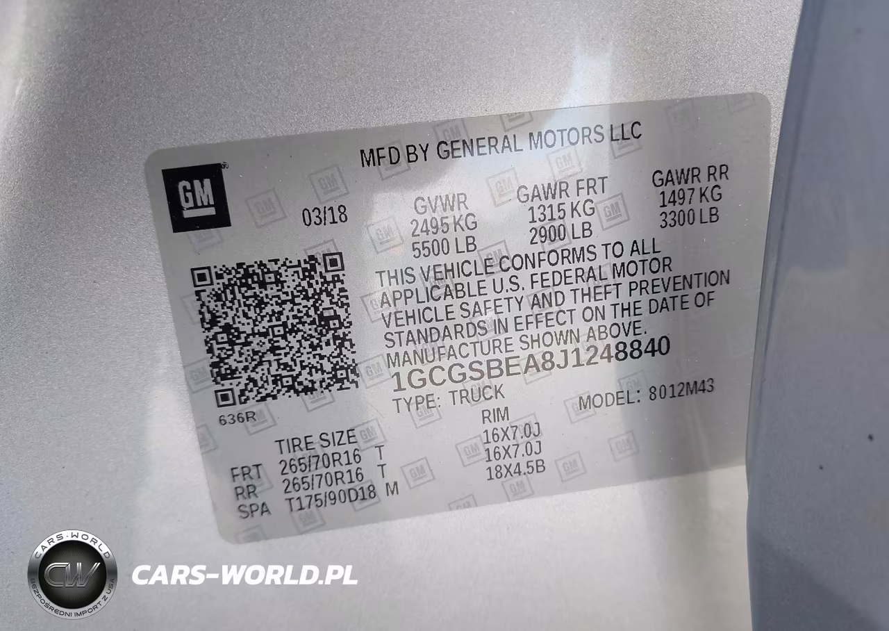 2018 Chevrolet Colorado Wt VIN:1GCGSBEA8J1248840 - 9