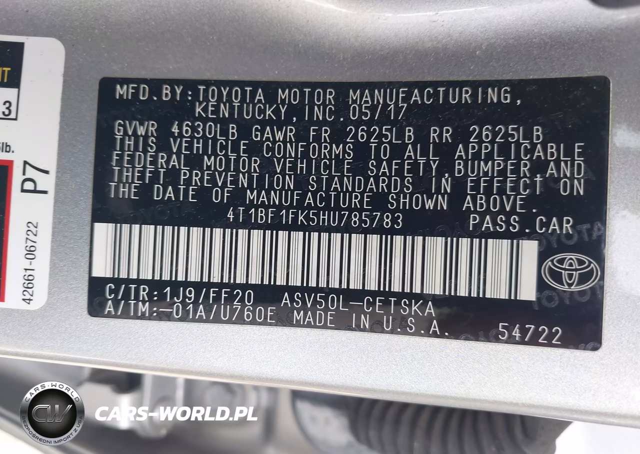 2017 Toyota Camry Se VIN:4T1BF1FK5HU785783 - 9